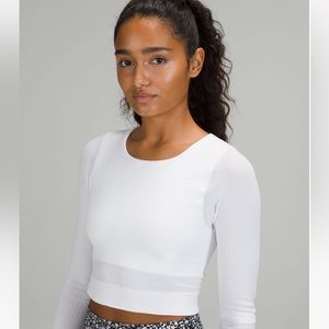 Lululemon white Ebb to street long sleeve shirt
